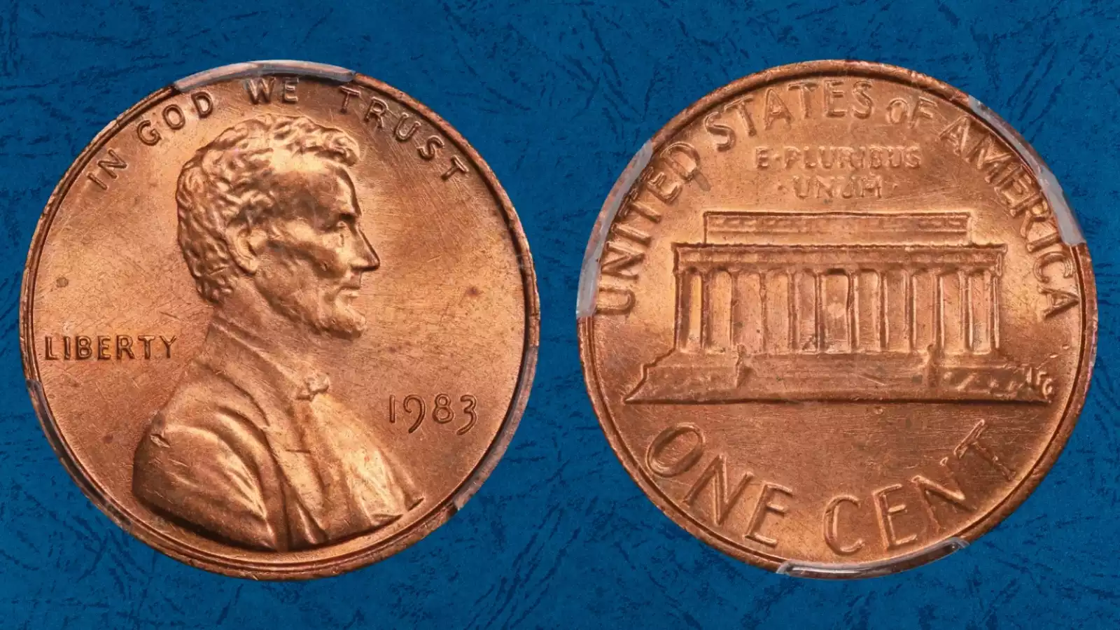 1983 penny bronze planchet error weighing 3.11g alongside standard 2.5g zinc cent